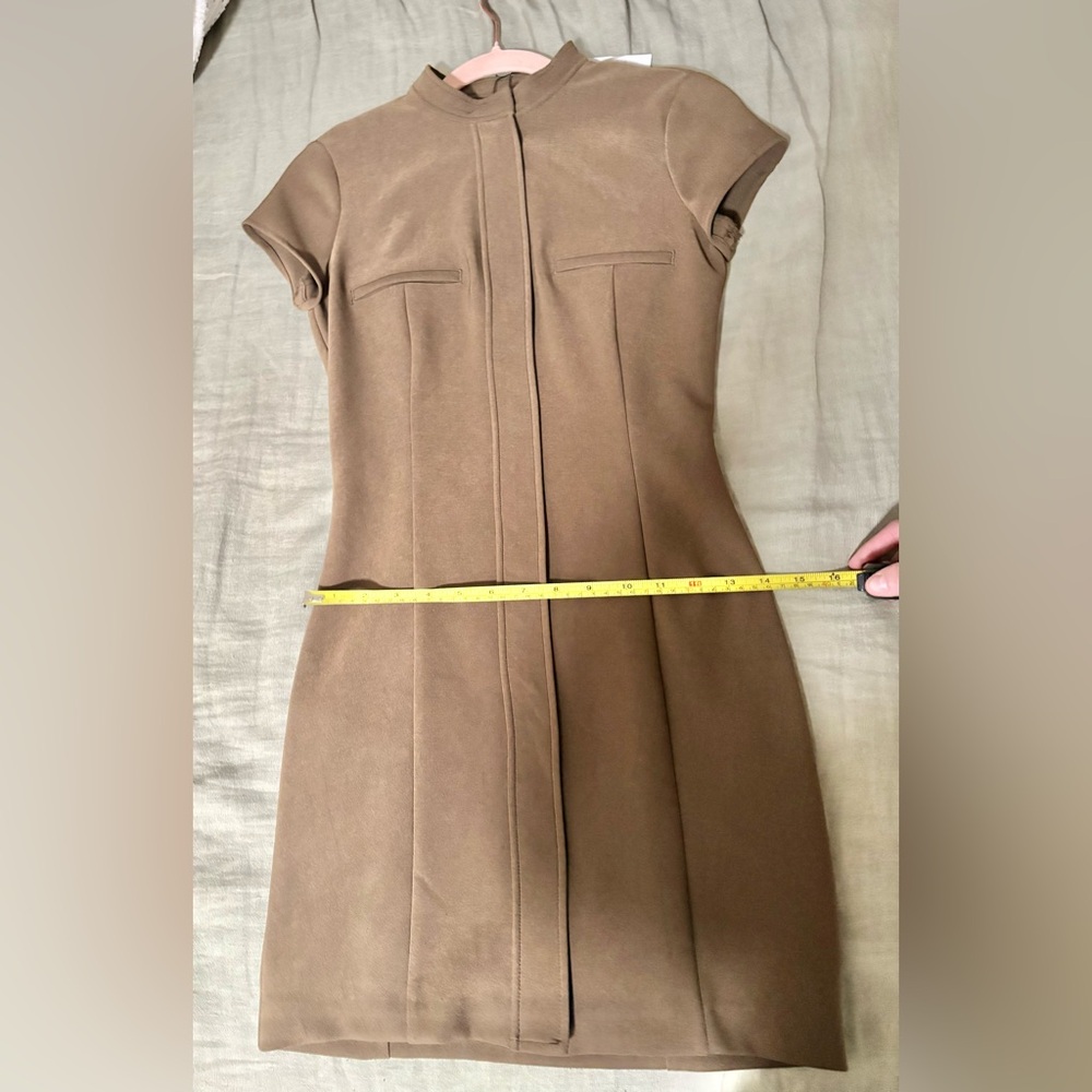 Zara Pocket Mini Dress-- Dark Khaki - Picture 8 of 9